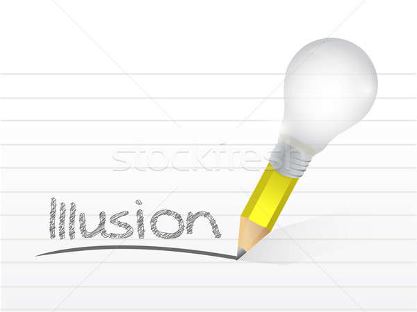 Illusion geschrieben Glühlampe Idee Bleistift Illustration Stock foto © alexmillos