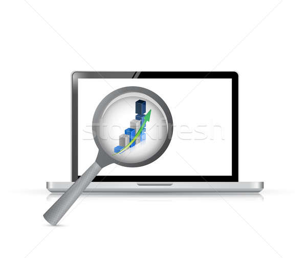 laptop magnify business concept illustration design over white Stock photo © alexmillos