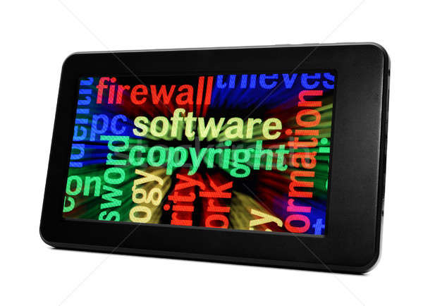 Foto stock: Firewall · software · derechos · de · autor · fondo · signo · web