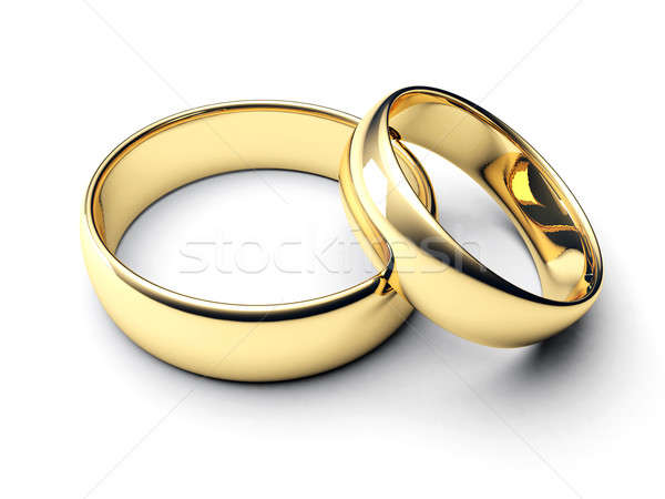 Foto stock: Ouro · anéis · branco · casamento · anel · casamento