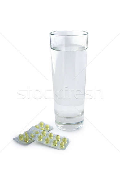 Medizin Glas Wasser Pillen weiß Stock foto © Aliftin