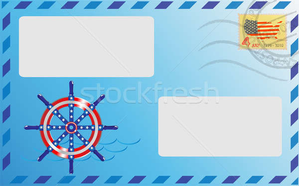 Post Umschlag blau Farbe Stempel Schiff Stock foto © Alina12