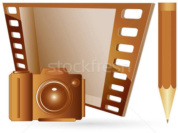 Foto stock: Cámara · lápiz · película · blanco · película · Screen