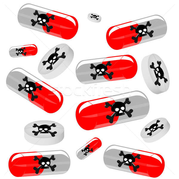 Sok ártalmas gyűjtemény veszélyes tabletták koponya Stock fotó © Alina12