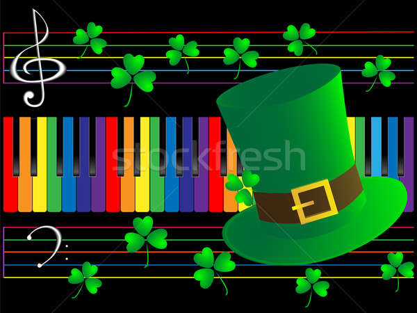 клавиши пианино зеленый Hat цвета фортепиано черный Сток-фото © Alina12