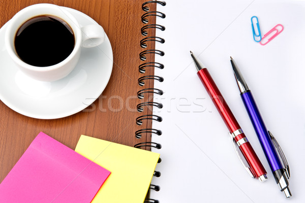 office supplies and coffee cup isolated on white background Stock photo © alinamd