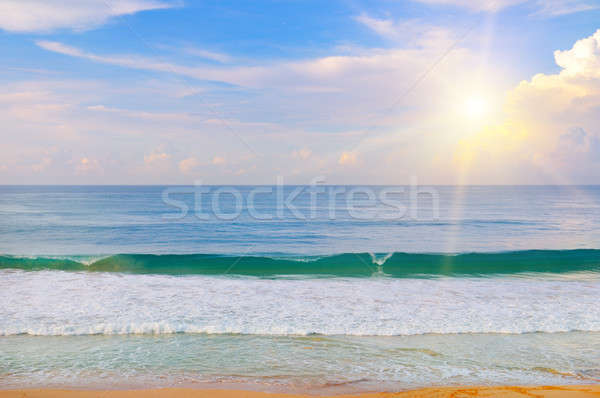 Stock fotó: Gyönyörű · tengeri · tájképek · nap · kék · ég · tengeri · kilátás · égbolt
