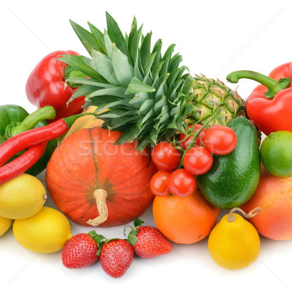 Foto stock: Frutas · hortalizas · aislado · blanco · alimentos · frutas