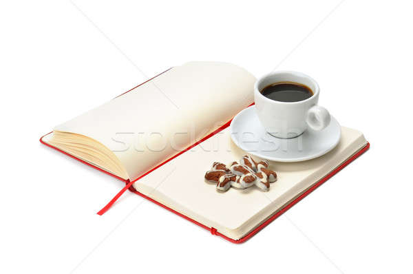 notebook and cup of coffee isolated on white background Stock photo © alinamd