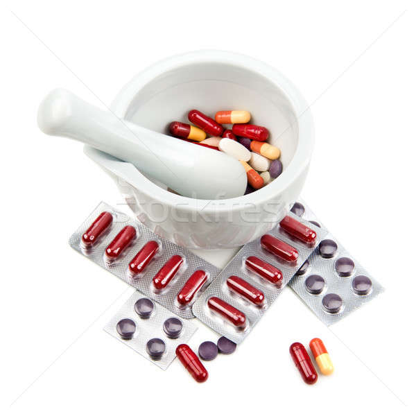 mortar. pestle and pills  Stock photo © alinamd