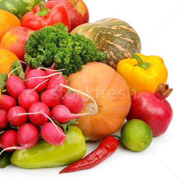 Stock photo: vegetables and fruits isolated on white background