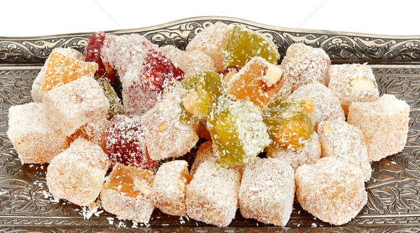 Turkish Delight on a tray isolated on white background Stock photo © alinamd