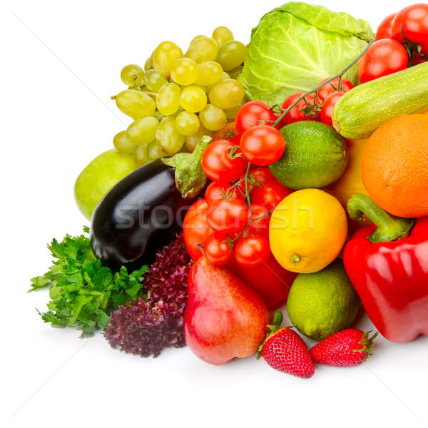 Stock photo: fruits and vegetables isolated on white background