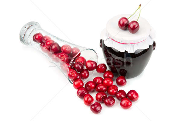 Cherry jam and cherries isolated on white background Stock photo © alinamd