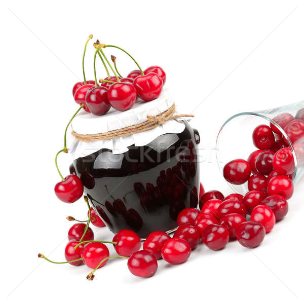 Stock photo: Cherry jam and cherry fruit