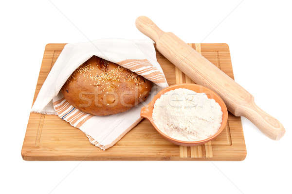 bread and kitchen utensils on a white background Stock photo © alinamd