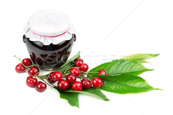 Cherry jam and cherries isolated on white background Stock photo © alinamd
