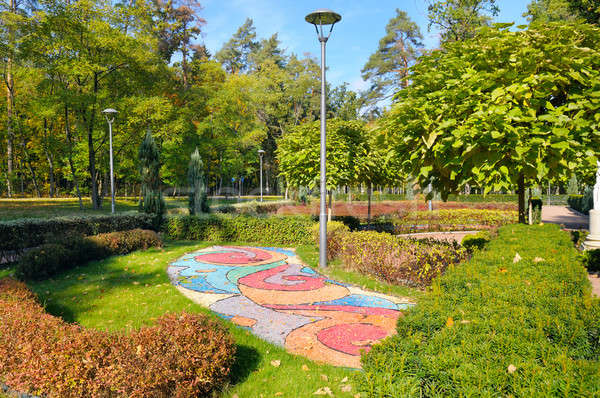 Stock photo: beautiful summer park with street lamp