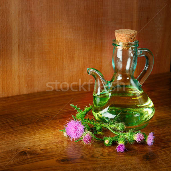 Olaj virágok tej fából készült háttér gyógyszer Stock fotó © alinamd