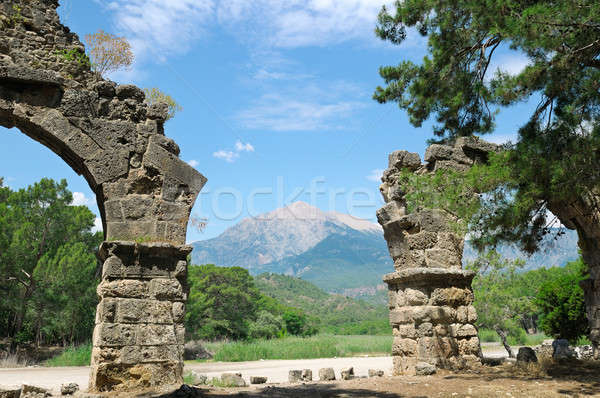 ruins of the ancient city of Phaselis and Olympus mountain Stock photo © alinamd