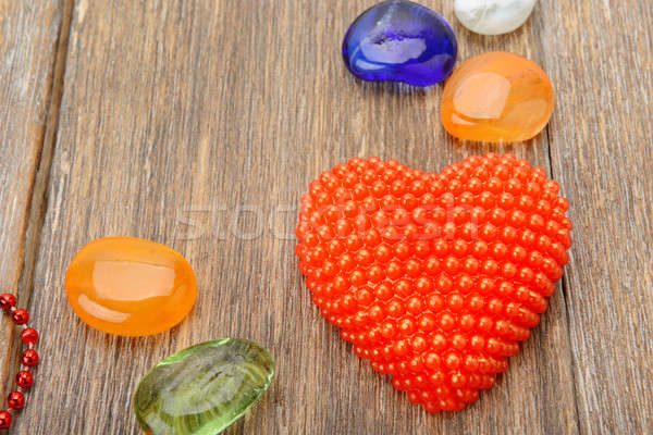 Stock photo: symbolical heart on a wooden surface