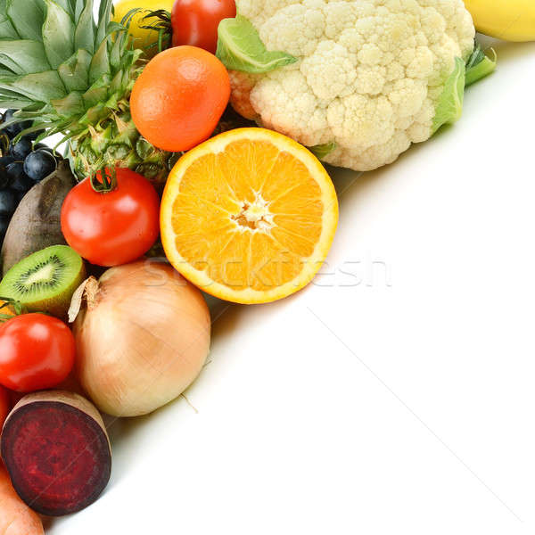 Szett különböző gyümölcsök zöldségek fehér háttér Stock fotó © alinamd
