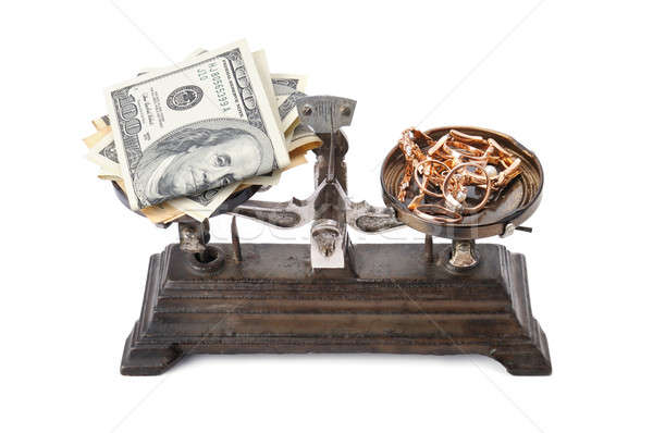 Stock photo: scales, money and gold