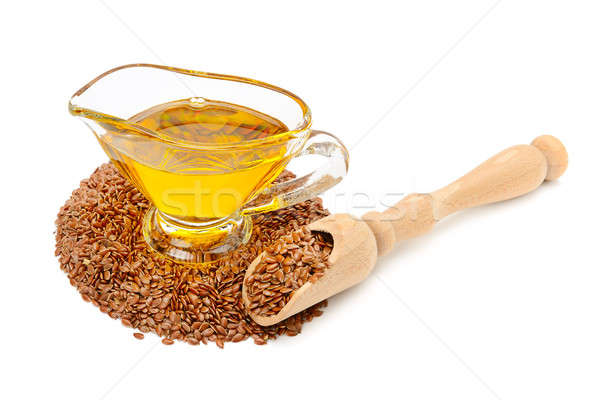 flax seeds and oil isolated on white background Stock photo © alinamd