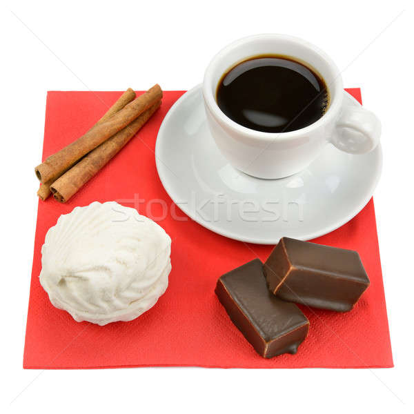 cup of coffee and sweets isolated on white background Stock photo © alinamd