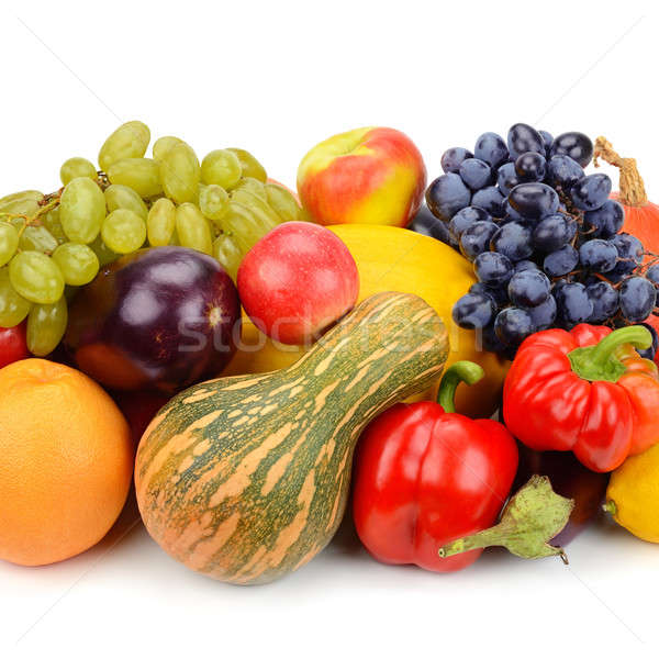 Fruct legume izolat alb portocaliu verde Imagine de stoc © alinamd