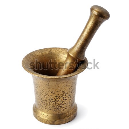 metal mortar and pestle isolated on white Stock photo © alinamd