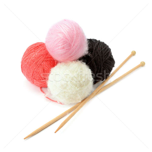 skeins of yarn and knitting needles isolated on a white backgrou Stock photo © alinamd