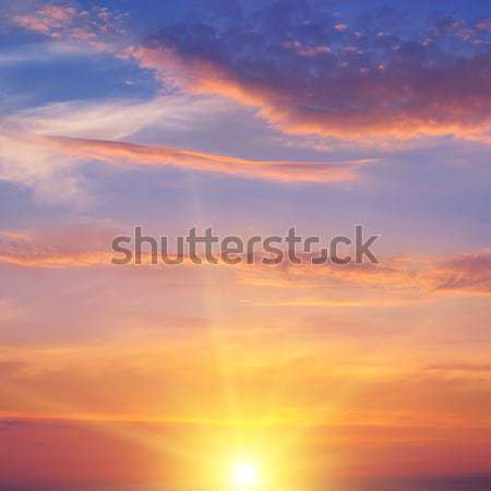 the sun rays illuminate the sky above the horizon Stock photo © alinamd