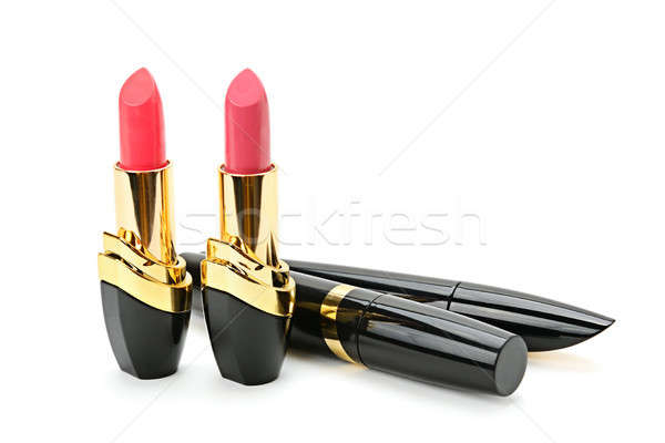 Lipstick and mascara isolated on white Stock photo © alinamd