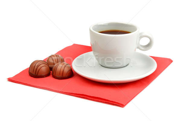 cup of coffee and chocolate candy isolated on white background Stock photo © alinamd