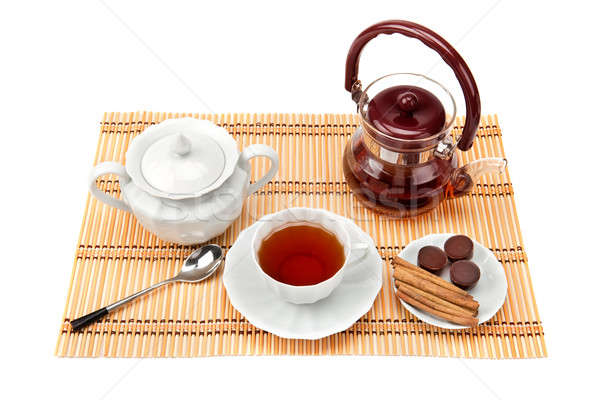 tea and tea utensils isolated on white background Stock photo © alinamd