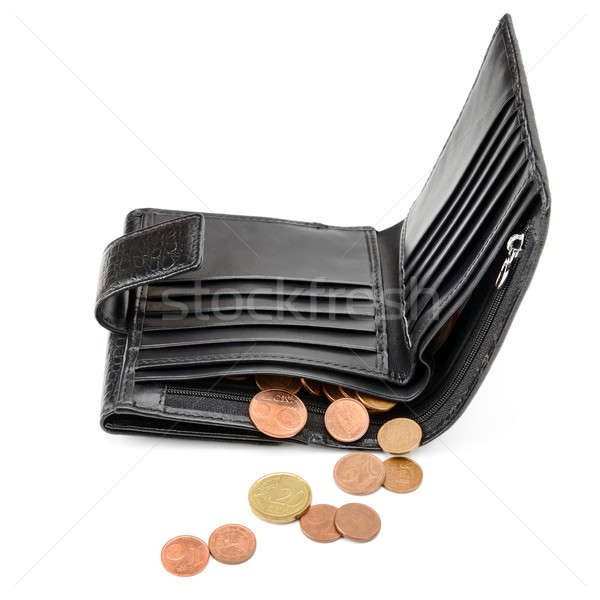 Stock photo: purse and euro cents isolated on white background