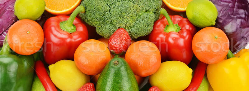 Stock photo: background of different fruits and vegetables