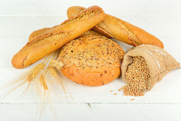 fresh bread and wheat on the wooden Stock photo © alinamd