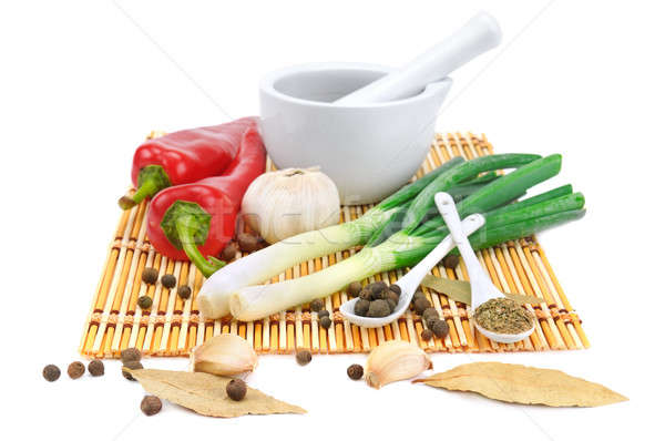 Vegetables and spices isolated on white background Stock photo © alinamd
