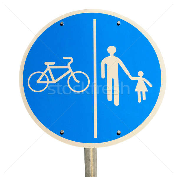 Stockfoto: Verkeersbord · geïsoleerd · fietsen · teken · Blauw
