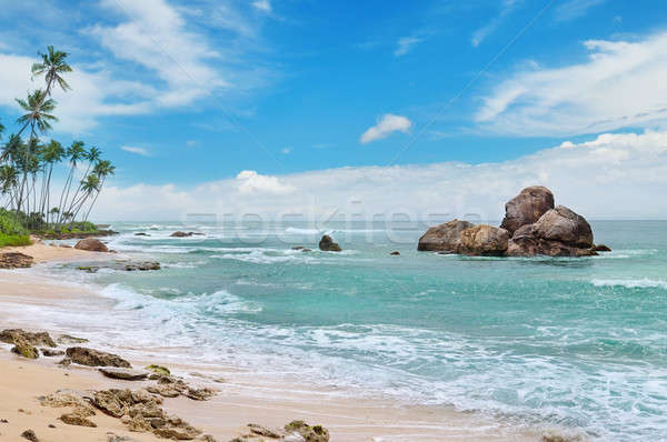 Ozean malerische Strand blauer Himmel Himmel Wasser Stock foto © alinamd