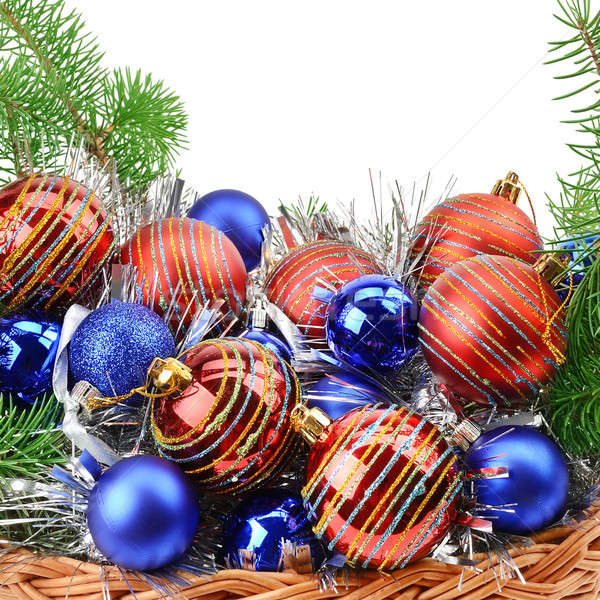 Foto stock: Navidad · decoraciones · ataviar · aislado · blanco · vidrio