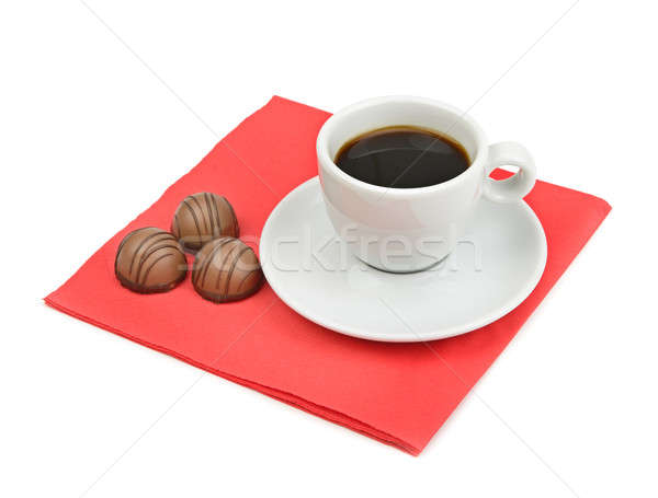 Stock fotó: Csésze · kávé · csokoládé · cukorka · izolált · fehér