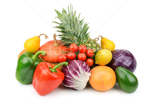 Foto stock: Frutas · hortalizas · aislado · blanco · frutas · fondo