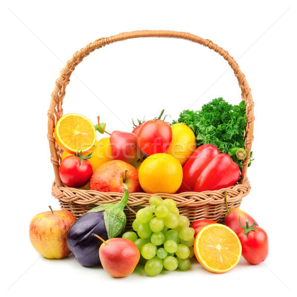 Gyümölcsök zöldségek fonott kosár alma gyümölcs Stock fotó © alinamd