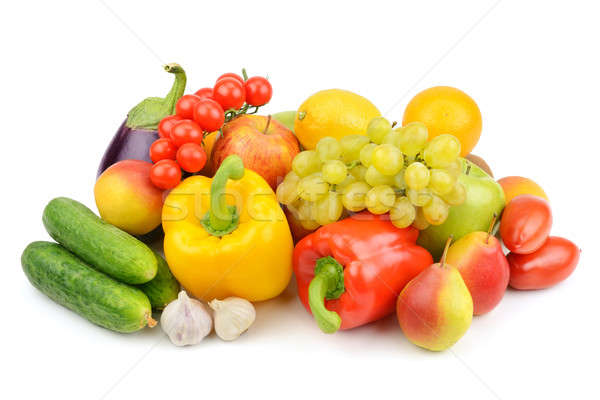 Frutas vegetales aislado blanco alimentos fondo Foto stock © alinamd
