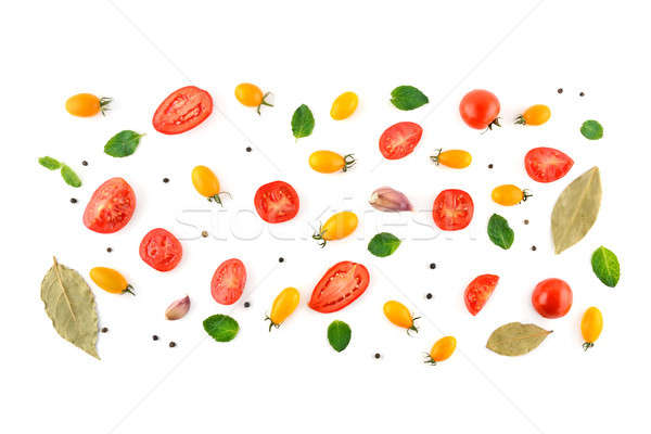 Egészséges étel paradicsomok fűszer izolált fehér terv Stock fotó © alinamd