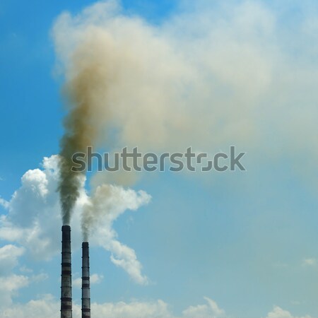 Сток-фото: дым · Трубы · Blue · Sky · небе · пейзаж · технологий