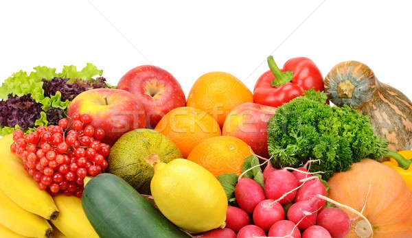 Fructe legume izolat alb fundal portocaliu Imagine de stoc © alinamd